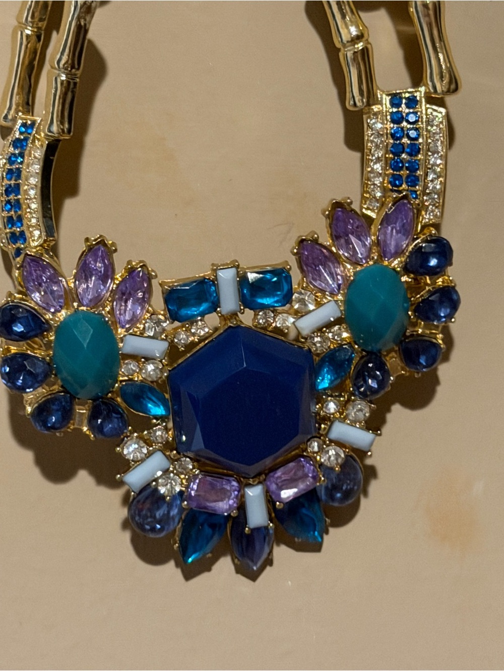 Olivia Welles Gold-Tone Necklace with Blue, Teal, and Purple Stones